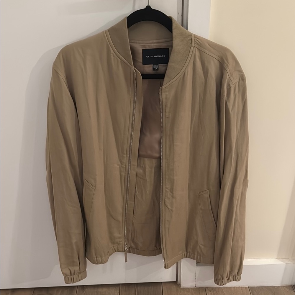 Club Monaco Beige Linen Bomber Jacket